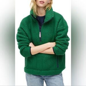 J Crew Polartec® Sherpa Vintage Fleece Half-Snap Green pullover